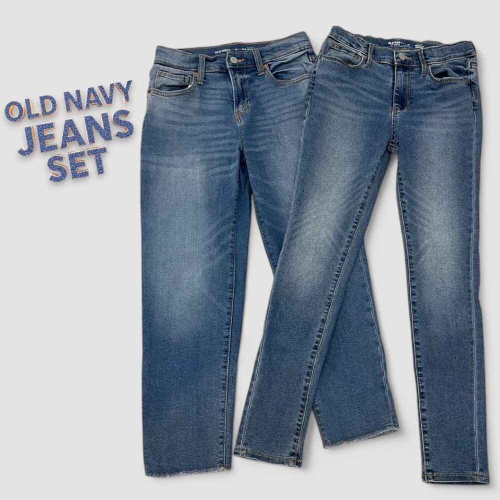 Girls OLD NAVY Jeans Set Size 12- High-Rise & O.G. High-Rise Straight